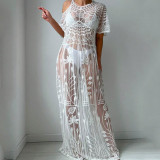 Women summer cover-up sun protection clothing lace beach skirt