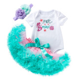 Summer Sweet And Cute Baby Girl Birthday Wear Short-Sleeved Romper Princess Skirt Two Piece Set
