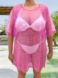 Sexy Shiny Star See-Through Mesh  Beach Cover-Up Plus Size Women's Dress