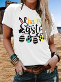 Easter Women's Short Sleeve T-Shirt Fashion Loose Print Round Neck Short Sleeve Top