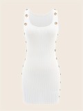 Summer  Street Solid Color Strap Sexy Women's Bodycon Dress
