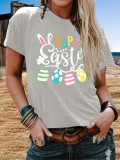 Easter Women's Short Sleeve T-Shirt Fashion Loose Print Round Neck Short Sleeve Top