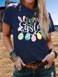 Easter Women's Short Sleeve T-Shirt Fashion Loose Print Round Neck Short Sleeve Top