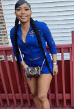Trendy Printed Long-Sleeved Hoodies Shorts Two Piece Set