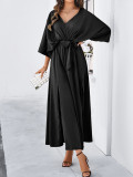 Women's Spring/Summer Chic Elegant V-Neck Loose Dress