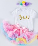 Summer Sweet And Cute Baby Girl Birthday Wear Short-Sleeved Romper Princess Skirt Two Piece Set