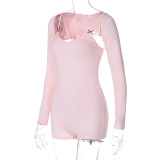 Summer Women's Long-Sleeved Cape Top Sexy Strap Jumpsuit Fashion Two-Piece Set