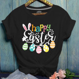 Easter Women's Short Sleeve T-Shirt Fashion Loose Print Round Neck Short Sleeve Top