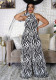 Summer Spring Plus Size Print Wide Leg Jumpsuit