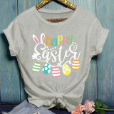 Easter Women's Short Sleeve T-Shirt Fashion Loose Print Round Neck Short Sleeve Top