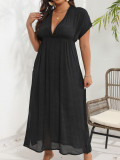 Plus Size Women Beach Slit V Neck Backless Maxi Dress