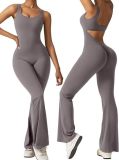 Women Sexy Sleeveless Backless Bell Bottom Jumpsuit