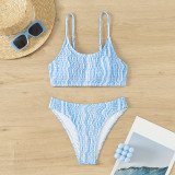 Women Wave Pattern Bikini Swimsuit Two Pieces