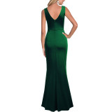 Sexy V Neck Slit Dress