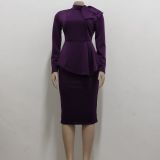 Women sexy diagonal bow dress