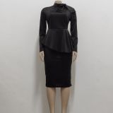Women sexy diagonal bow dress