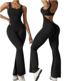 Women Sexy Sleeveless Backless Bell Bottom Jumpsuit