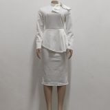 Women sexy diagonal bow dress