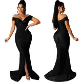 Women Sexy V Neck Slightly Wrinkled Dress