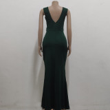 Sexy V Neck Slit Dress