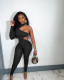 Women Sexy Single Sleeve Lace-Up Irregular Jumpsuit