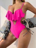 Women ruffled one-piece swimsuit