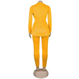 Sexy Women's Solid Color V-Neck Two-Piece Pants Set