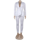 Sexy Women's Solid Color V-Neck Two-Piece Pants Set