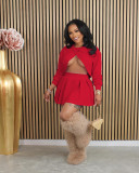 Women's Summer Low Back Top Pleated Skirt Two-Piece Set
