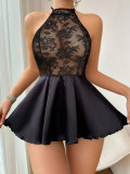 Sexy Lingerie Sexy See-Through Lacemsh Halter Night Dress