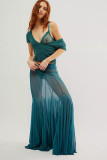 Irregular See-Through Mesh Sexy High-Waisted Long Skirt