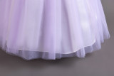 Children's Plaid Patchwork Puff Sleeve Princess Dress
