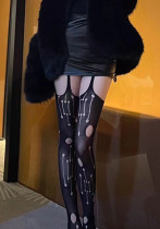 One-Piece Sexy Open File Bunny Girl Ripped Black Fishnet Stockings