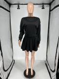 Women's Summer Low Back Top Pleated Skirt Two-Piece Set