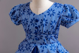Children's Plaid Patchwork Puff Sleeve Princess Dress