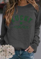 Letter Print Solid Color Round Neck Long Sleeve T-Shirt Letter Print Solid Color Round Neck Long Sleeve T-Shirt