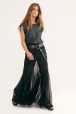 Irregular See-Through Mesh Sexy High-Waisted Long Skirt