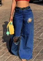 Sexy Women's Irregular Ripped Loose Denim Pants Sexy Women's Irregular Ripped Loose Denim Pants
