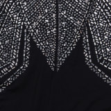 Sexy Slim Beaded V-Neck Slim Slit Bodycon Dress
