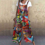 Plaid Print Strap Low Back Wide Leg Jumpsuit