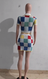 Women Contrast Color Top and Sexy Skirt Two-piece Set