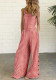 Plaid Print Strap Low Back Wide Leg Jumpsuit