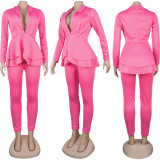 Sexy Women's Solid Color V-Neck Two-Piece Pants Set
