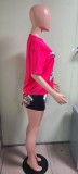Fashion Printed Short-Sleeved Women's Two-Piece Shorts Set
