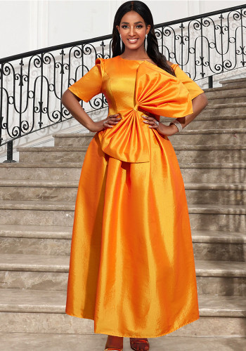 Women Spring Slash Shoulder Off Shoulder Party Bow Dress