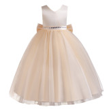 Girls Sleeveless Bow Holiday Party Princess Dress