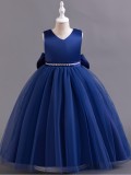 Girls Sleeveless Bow Holiday Party Princess Dress