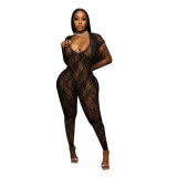 Women Summer Lace Short Sleeve Backless Sexy Jumpsuit