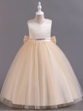 Girls Sleeveless Bow Holiday Party Princess Dress