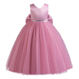 Girls Sleeveless Bow Holiday Party Princess Dress